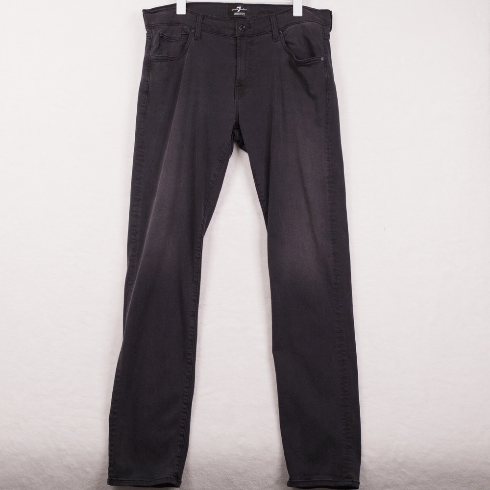 7 FOR ALL MANKIND Paxtyn Luxe Sport Slim Straight Denim Jeans Black Sz 34x33